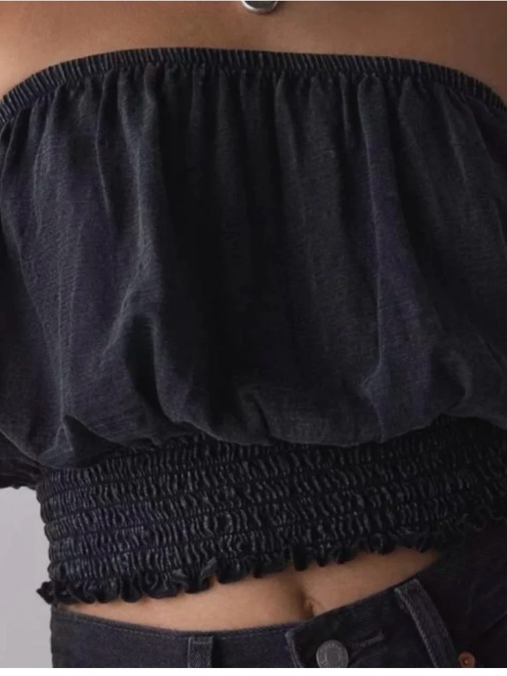 Urban Outfitters Black Maris Ruched Bubble Tube Top